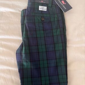 Vineyard Vines Navy and Forest Plaid Trousers